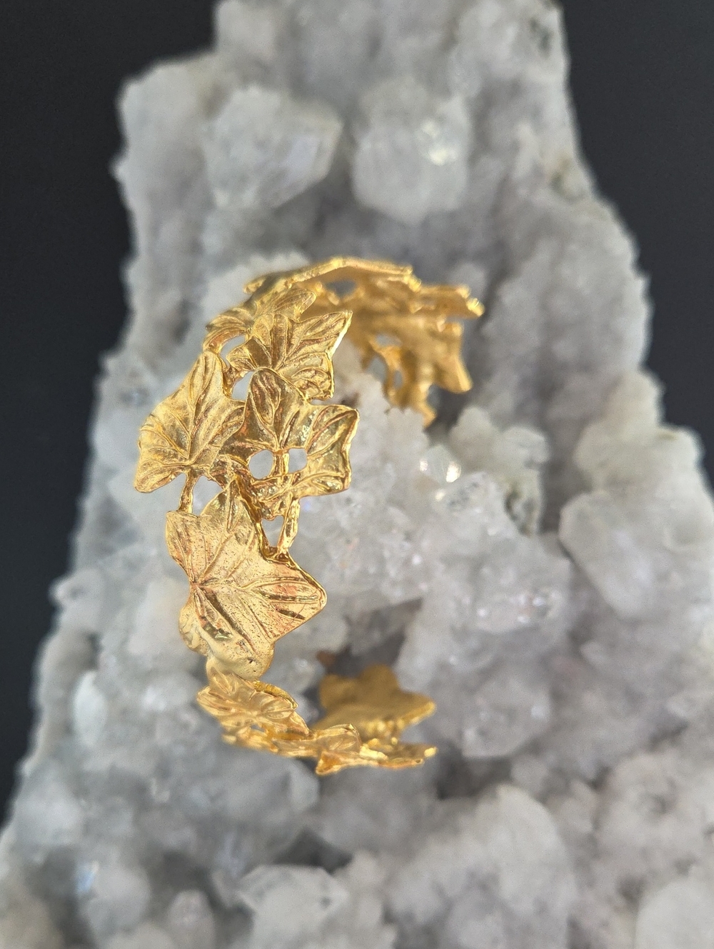 24K Gold Plated Ivy Leaf Cuff Bracelet